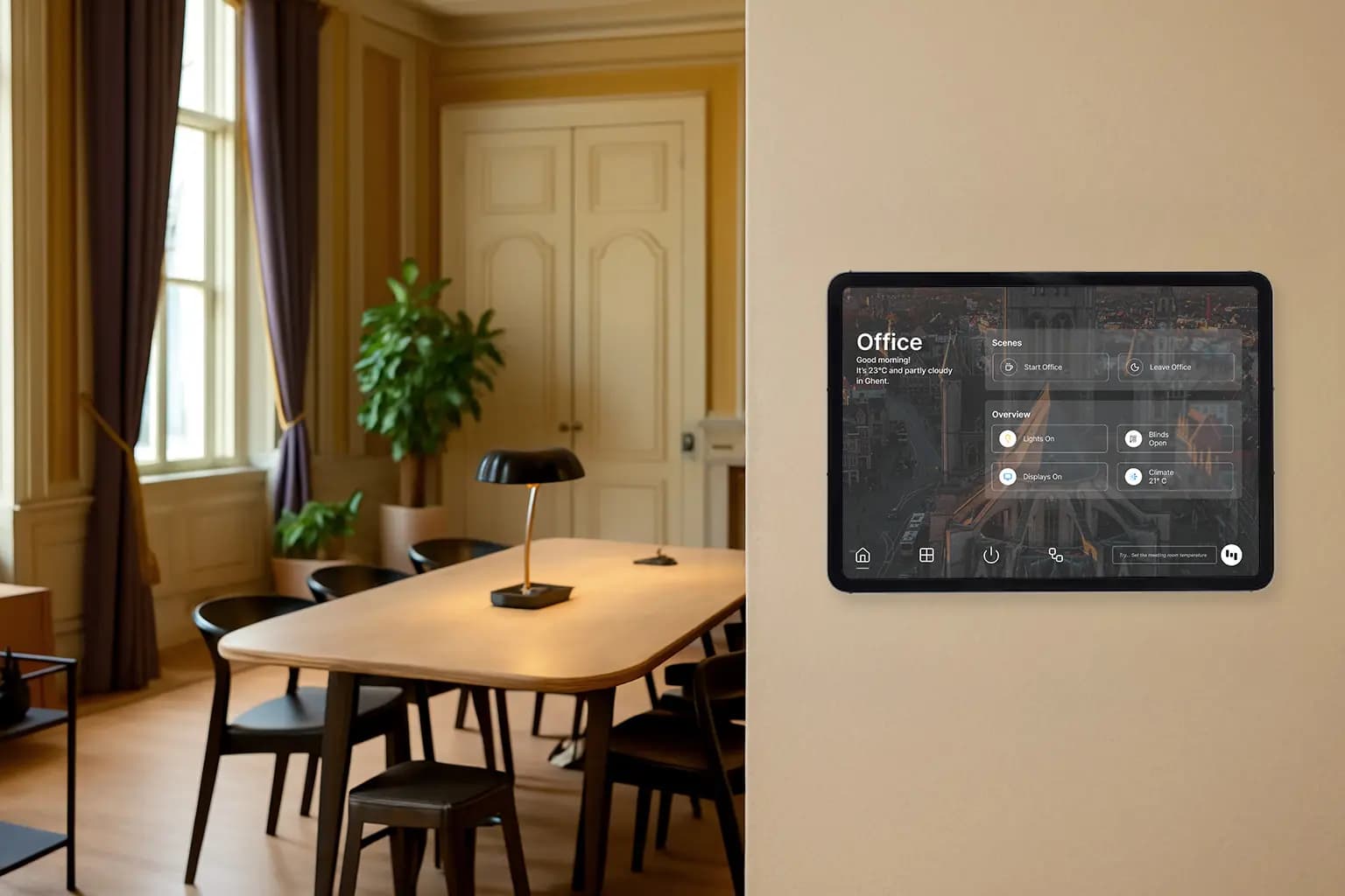 Smart workspace with tablet control interface