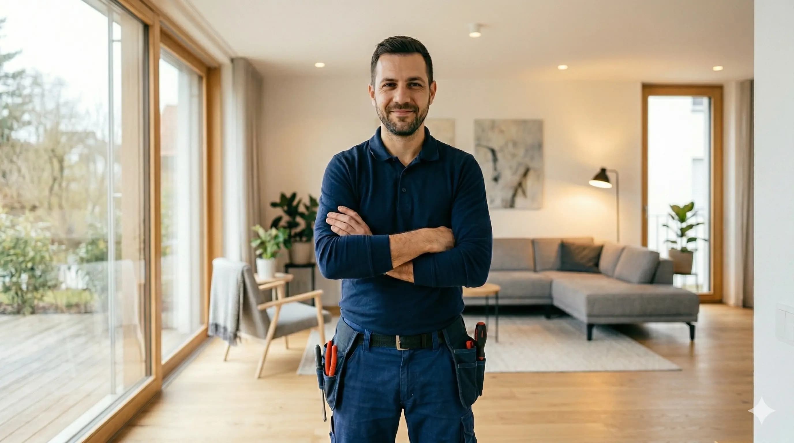 Professional electrician installing smart home wiring